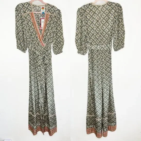 NWT Anthropologie Farm Rio V Neck Sheer Mushroom Print Wide Leg Jumpsuit Medium - Picture 3 of 16